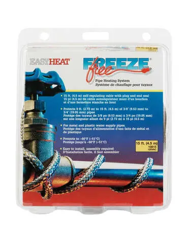 Easy Heat Freeze Free 15 ft. L Self Regulating Heating Cable For Water Pipe Trusted Brand