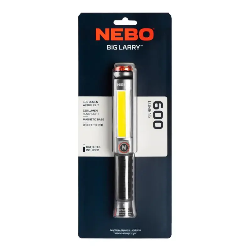 NEBO Big Larry 600 lm Black/Gray LED Work Light Flashlight AA Battery High Quality