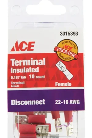 Ace 22-16 AWG Insulated Female Disconnect Red 10 pk Special Discount