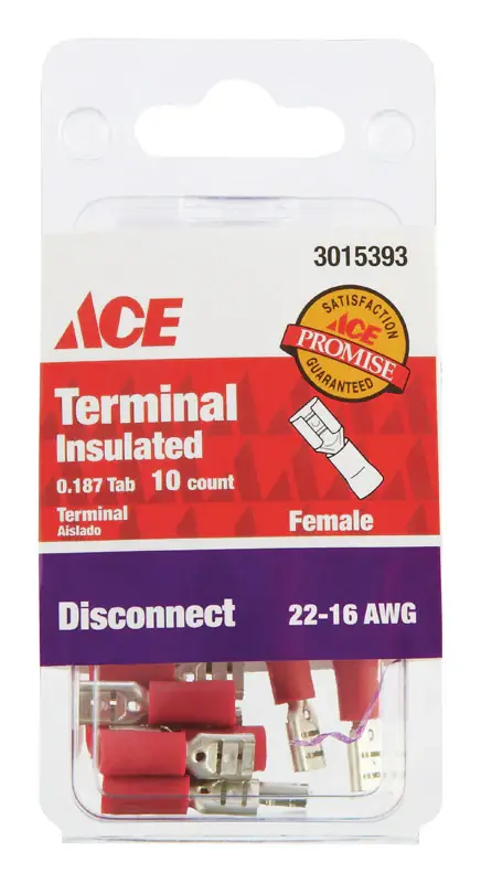 Ace 22-16 AWG Insulated Female Disconnect Red 10 pk Special Discount