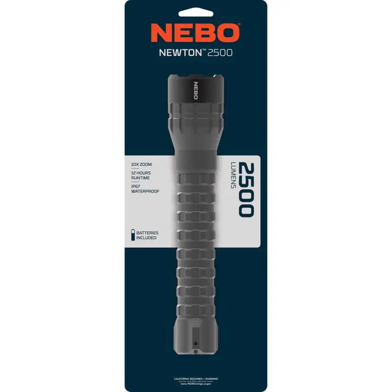 Popular NEBO Newton 2500 lm Black/Gray LED Flashlight AA Battery