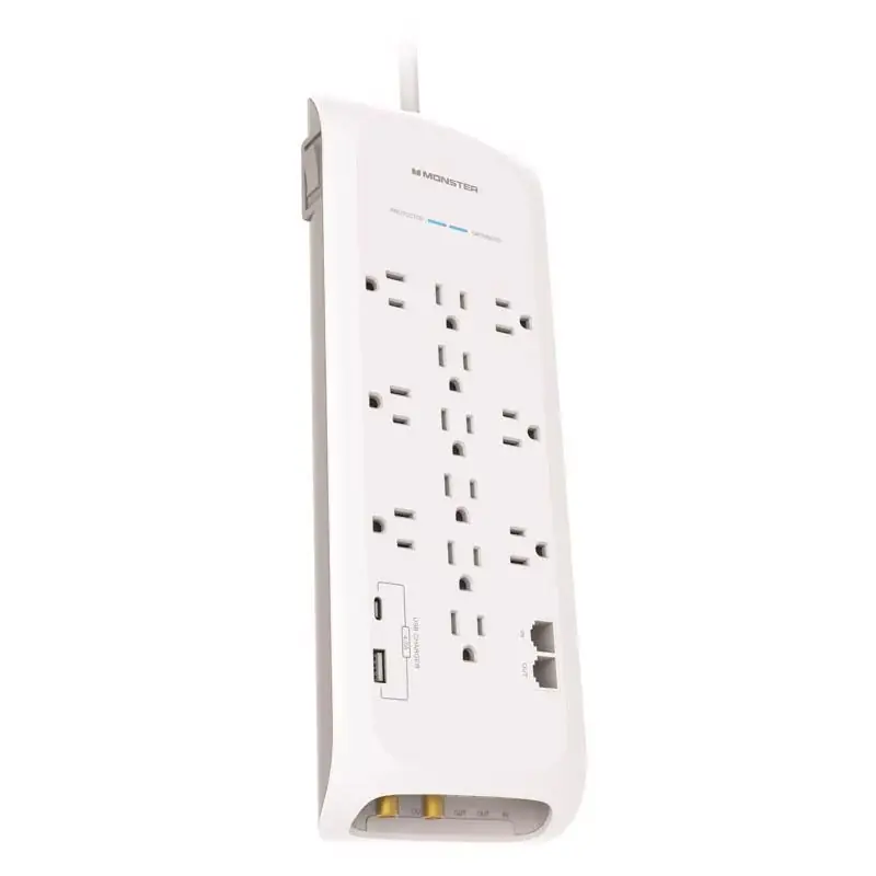 Last Chance Monster Just Power it Up 6 ft. L 12 outlets Surge Protector w/USB White 4050 J