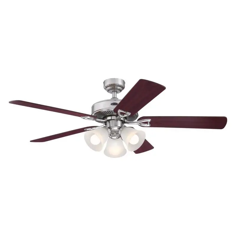 Westinghouse Vintage 52 in. Brushed Nickel Brown LED Indoor Ceiling Fan New Arrival