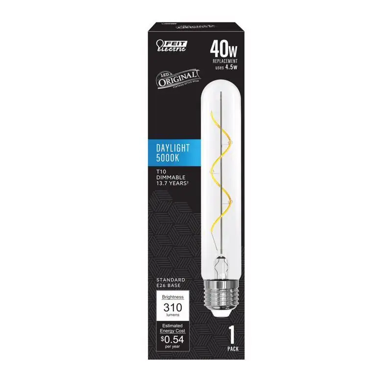 Clearance Feit T10 E26 (Medium) Filament LED Bulb Daylight 40 Watt Equivalence 1 pk