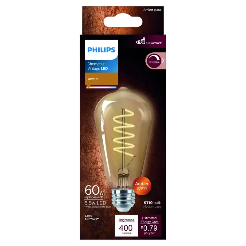 Cheap Philips ST19 E26 (Medium) LED Bulb Amber 60 Watt Equivalence 1 pk