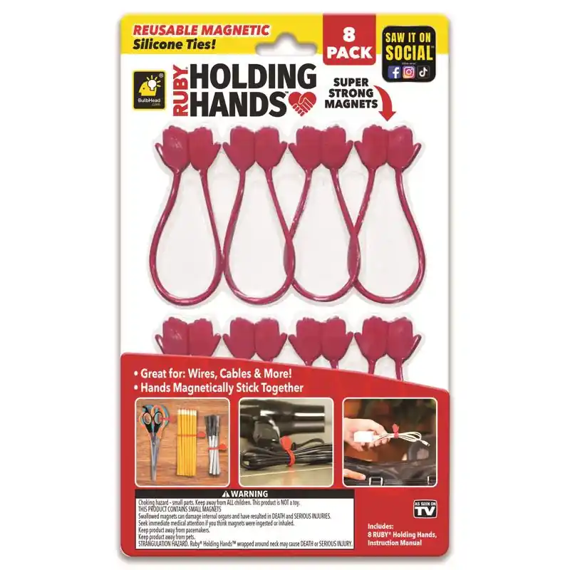 As Seen On TV Ruby Holding Hands Reusable Magnet Ties Silicone 8 pk Trusted Brand