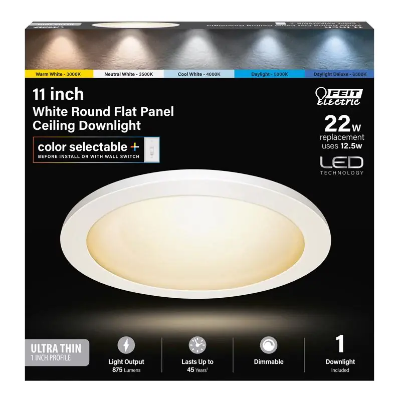 Today Only Feit EDGELIT 1 in. H X 11 in. W X 11 in. L Frost White LED Flat Panel Light Fixture