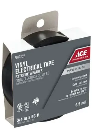 Ace 3/4 in. W X 66 ft. L Black Vinyl Electrical Tape, Pack of 24 Brand New