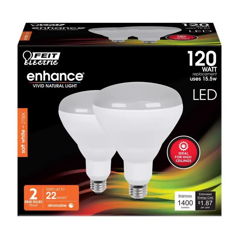 While Supplies Last Feit Enhance BR40 E26 (Medium) LED Bulb Soft White 120 Watt Equivalence 2 pk