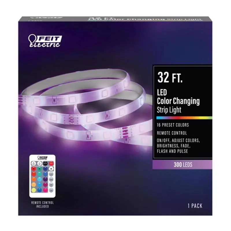 Weekend Sale Feit LED 32 ft. L Color Changing Plug-In LED Tape Light 1 pk