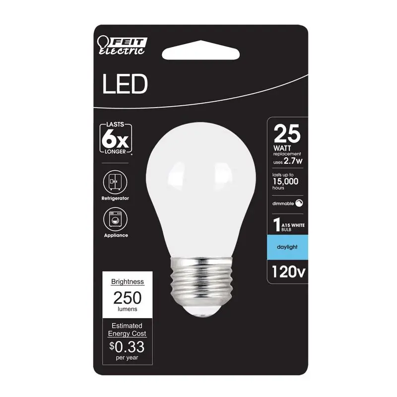 Feit A15 E26 (Medium) Filament LED Bulb Daylight 25 Watt Equivalence 1 pk, Pack of 6 Best Choice