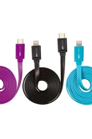 Factory Price GetPower Assorted Flat Lightning USB Charge and Sync Cable For Apple iPod, iPhone, iPad 4 ft. L, Pack of 30