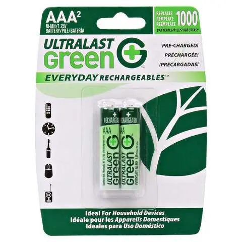 UltraLast NiMH AAA 1.2 V 0.75 mAh Rechargeable Battery 2 pk Reduced Price