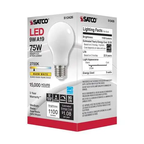Mega Sale Satco A19 E26 (Medium) LED Bulb Soft White 75 Watt Equivalence 1 pk