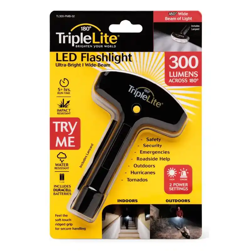 TripleLite 300 lm Black LED Flashlight AA Battery One Day Deal