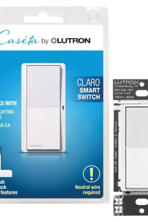 Fresh Stock Lutron Caseta 5 amps Single Pole Smart Smart-Enabled Rocker Switch White 1 pk