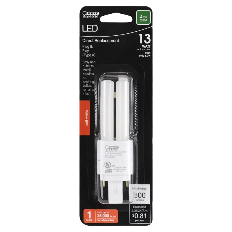 Buy Today Feit Linear PL GX23-2 LED Tube Light Soft White 13 Watt Equivalence 1 pk