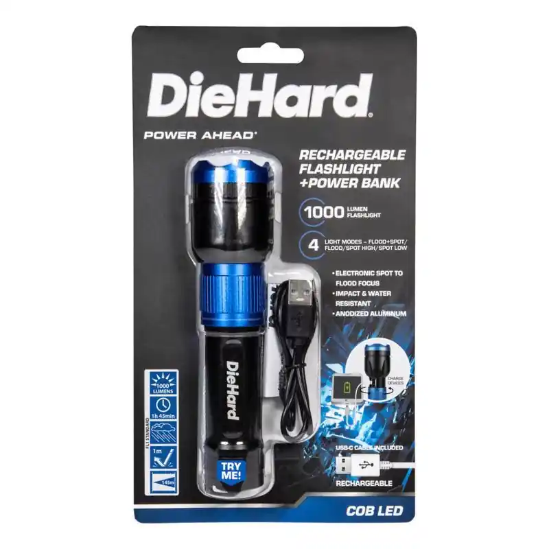 Trending Dorcy DieHard 1000 lm Black/Blue LED Flashlight Power Bank