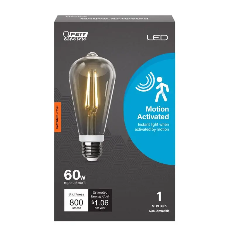 Crafted Feit ST19 E26 (Medium) LED Motion Activated Bulb Soft White 60 Watt Equivalence 1 pk