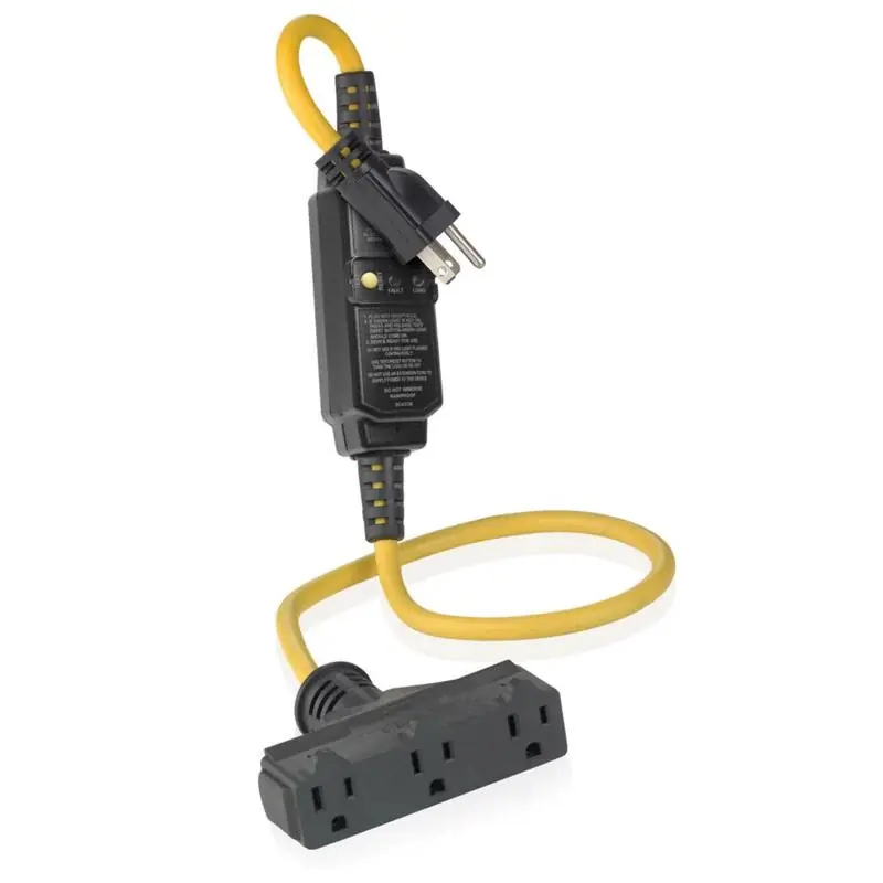 High Quality Leviton Outdoor 3 ft. L Black/Yellow Extension Cord 14/3 SJTW