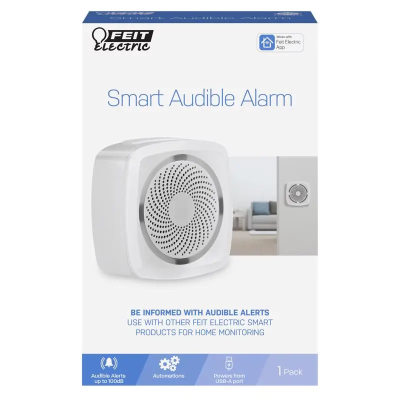 Bargain Feit Smart Home White Plastic Wireless Smart-Enabled Smart Audible Alarm