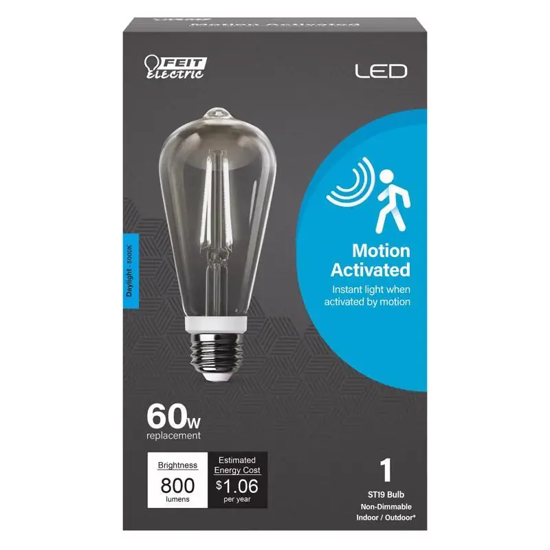 Don't Miss Out Feit ST19 E26 (Medium) LED Motion Activated Bulb Daylight 60 Watt Equivalence 1 pk