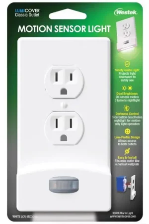 Westek LumiCover Motion Activated White 1 gang Plastic Duplex Nightlight Wall Plate 1 pk Best Price