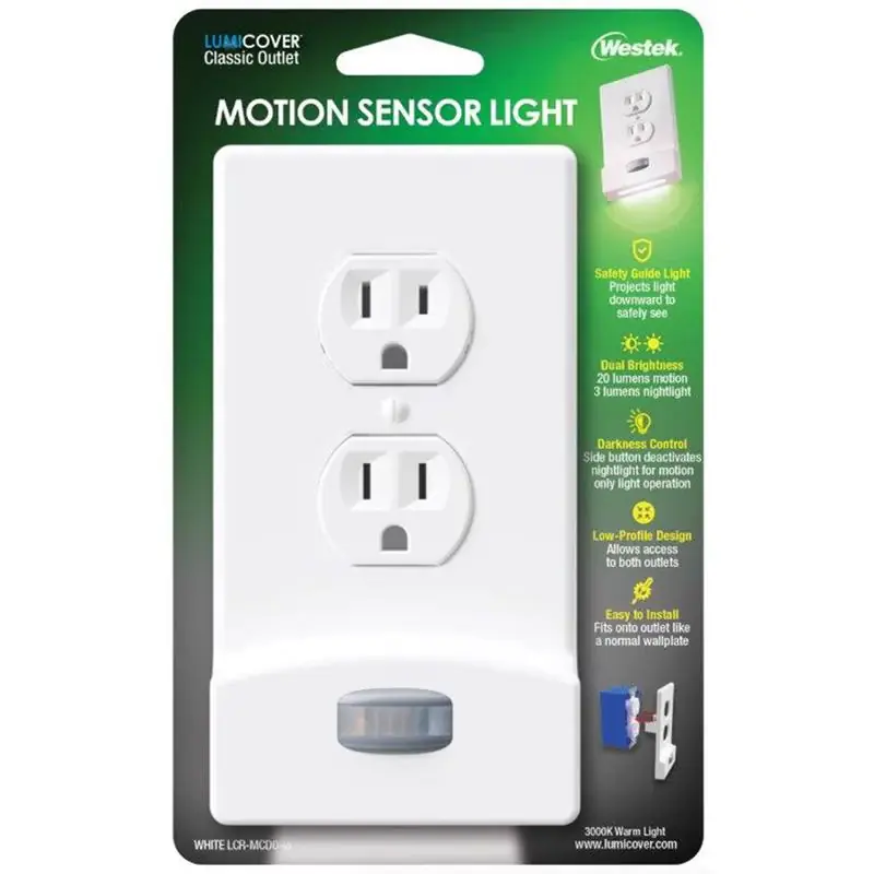 Westek LumiCover Motion Activated White 1 gang Plastic Duplex Nightlight Wall Plate 1 pk Best Price