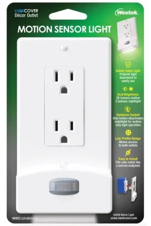 Trending Westek LumiCover Motion Activated White 1 gang Plastic Decorator Nightlight Wall Plate 1 pk