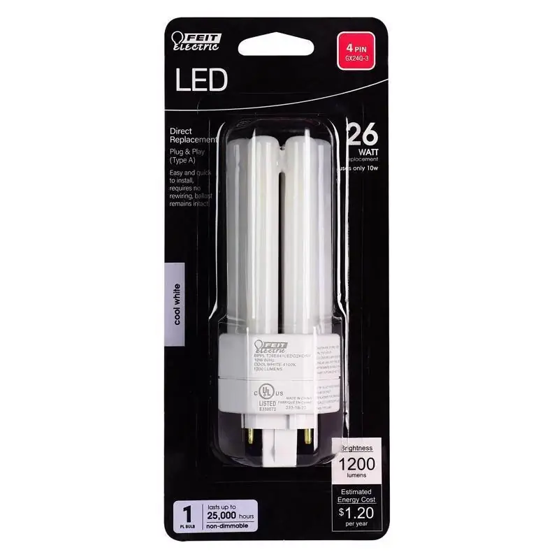Feit PL GX24Q-3 4-Pin LED Bulb Cool White 26 Watt Equivalence 1 pk Best Choice