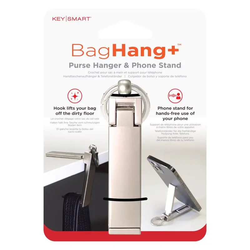 KeySmart BagHang Plus Silver Hook to hold bag, cell phone and acts as stand Phone Stand For All Smar Genuine