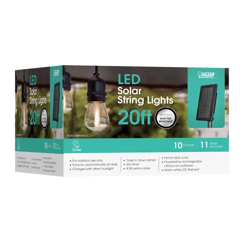 Mega Sale Feit SOLAR STRING LIGHTS LED Solar String Light Set White 20 ft. 11 lights