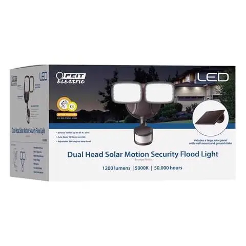 Last Chance Feit LED Motion-Sensing Solar Powered LED Bronze Security Floodlight