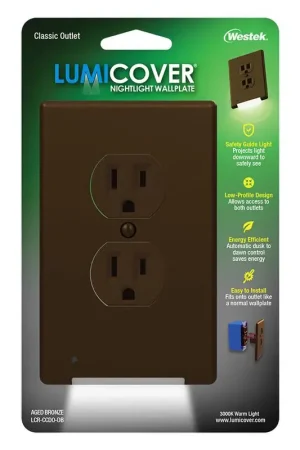 Shop Now Westek LumiCover Aged Bronze 2 gang Plastic Duplex Nightlight Wall Plate 1 pk