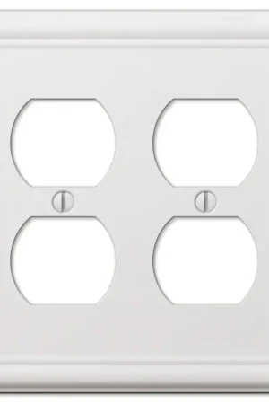 Fast Shipping Amerelle Chelsea White 2 gang Stamped Steel Duplex Wall Plate 1 pk