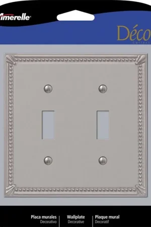 Special Offer Amerelle Imperial Bead Brushed Nickel 2 gang Die-Cast Metal Toggle Wall Plate 1 pk