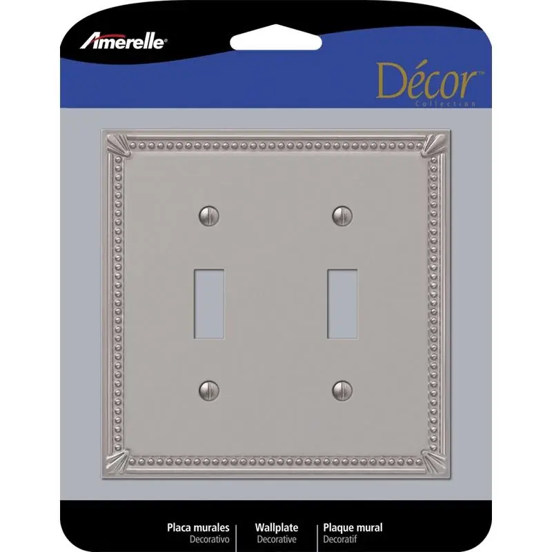 Special Offer Amerelle Imperial Bead Brushed Nickel 2 gang Die-Cast Metal Toggle Wall Plate 1 pk