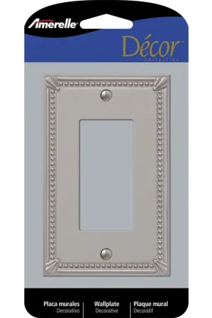 Deal Amerelle Imperial Bead Brushed Nickel 1 gang Metal Decorator Wall Plate 1 pk