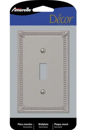 Special Discount Amerelle Imperial Bead Brushed Nickel 1 gang Metal Toggle Wall Plate 1 pk