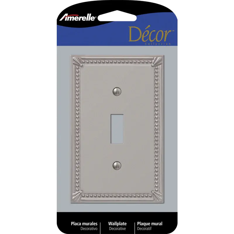 Special Discount Amerelle Imperial Bead Brushed Nickel 1 gang Metal Toggle Wall Plate 1 pk