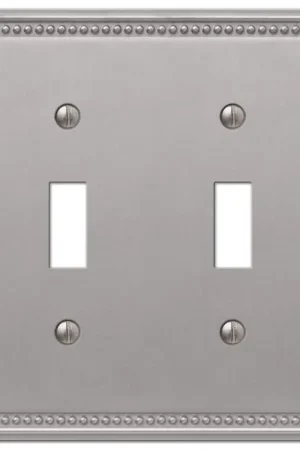 Amerelle Imperial Bead Brushed Nickel 2 gang Metal Decorator/Toggle Wall Plate 1 pk Don't Miss Out