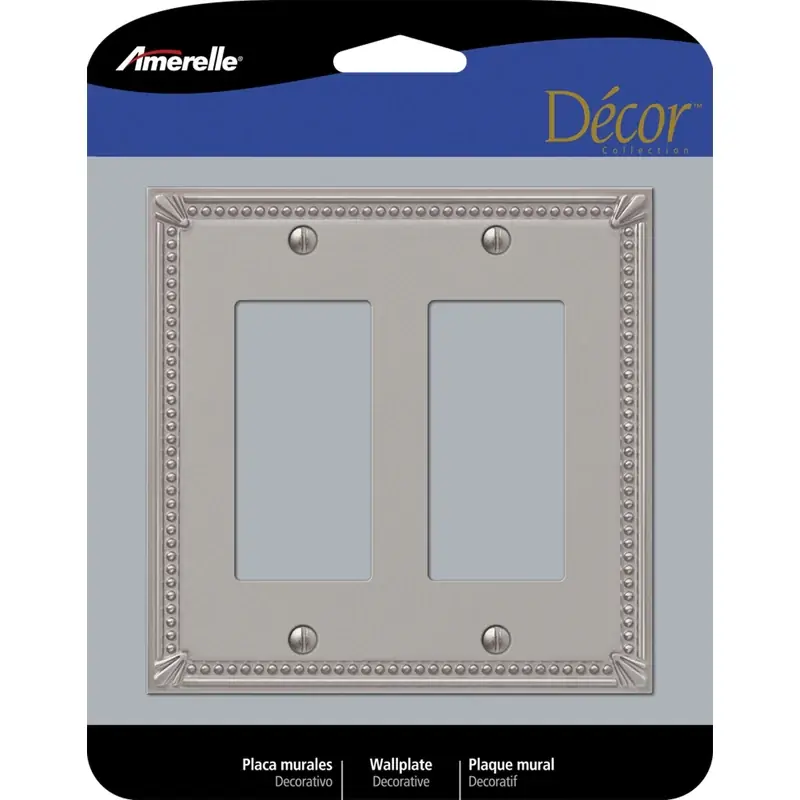 Amerelle Imperial Bead Brushed Nickel 2 gang Metal Decorator Wall Plate 1 pk Shop Now