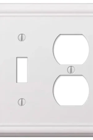 Instant Buy Amerelle Chelsea White 2 gang Stamped Steel Duplex/Toggle Wall Plate 1 pk