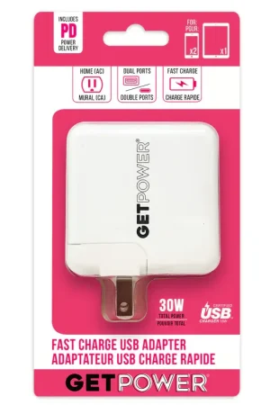 Trusted Brand GetPower Dual USB AC Adapter, Pack of 6