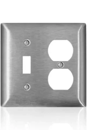 Free Returns Leviton C-Series Satin Silver 2 gang Stainless Steel Duplex/Toggle Wall Plate 1 pk