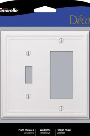 Amerelle Chelsea White 2 gang Stamped Steel Decorator/Toggle Wall Plate 1 pk Limited Offer
