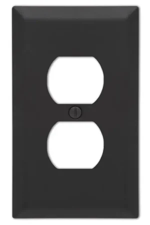 Buy Direct Amerelle Century Matte Black 1 gang Stamped Steel Duplex Wall Plate 1 pk