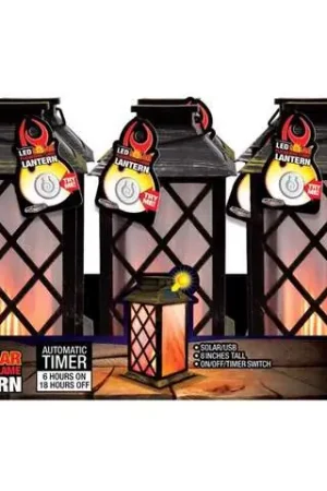 Blazing LEDz 9 in. Solar Power Plastic Carriage Flicker Flame Assorted Flameless Lantern, Pack of 6 Certified
