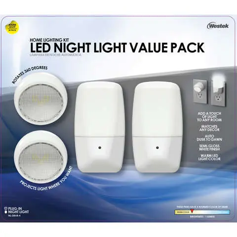 Popular Westek Automatic Plug-in Aria Curved and Directional LED Night Light