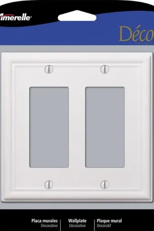 Next Day Delivery Amerelle Chelsea White 2 gang Stamped Steel Decorator Wall Plate 1 pk